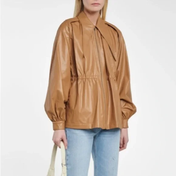 Deveaux New York Ari Camel Brown Vegan Faux Leather Jacket - Picture 2 of 14